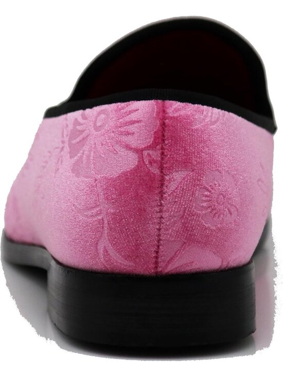 Enzo Romeo Men\'s Pink69 Vintage Velvet Flower Loafer Slip On Tuxedo Shoes main image 5